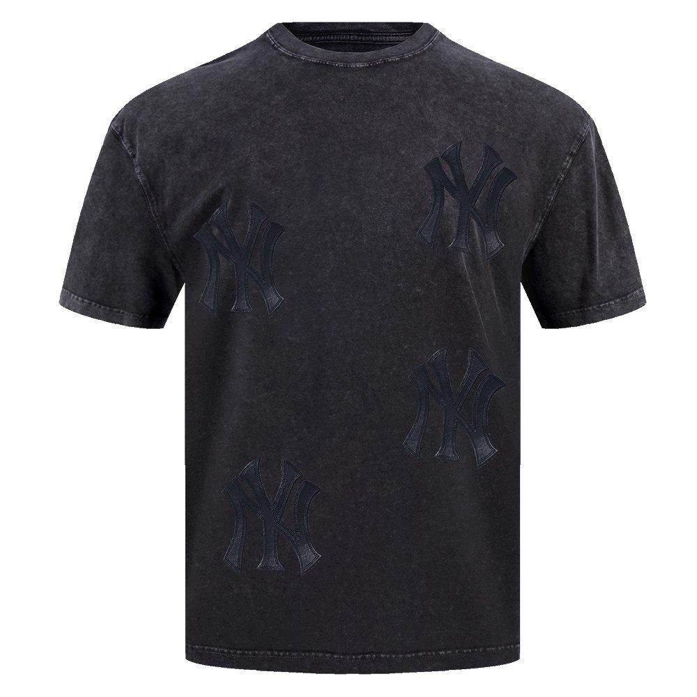Pro Standard Men's MLB New York Yankees Washed Vanguard Enzyme CJ Drop Shoulder T-Shirt - Black - BLACK